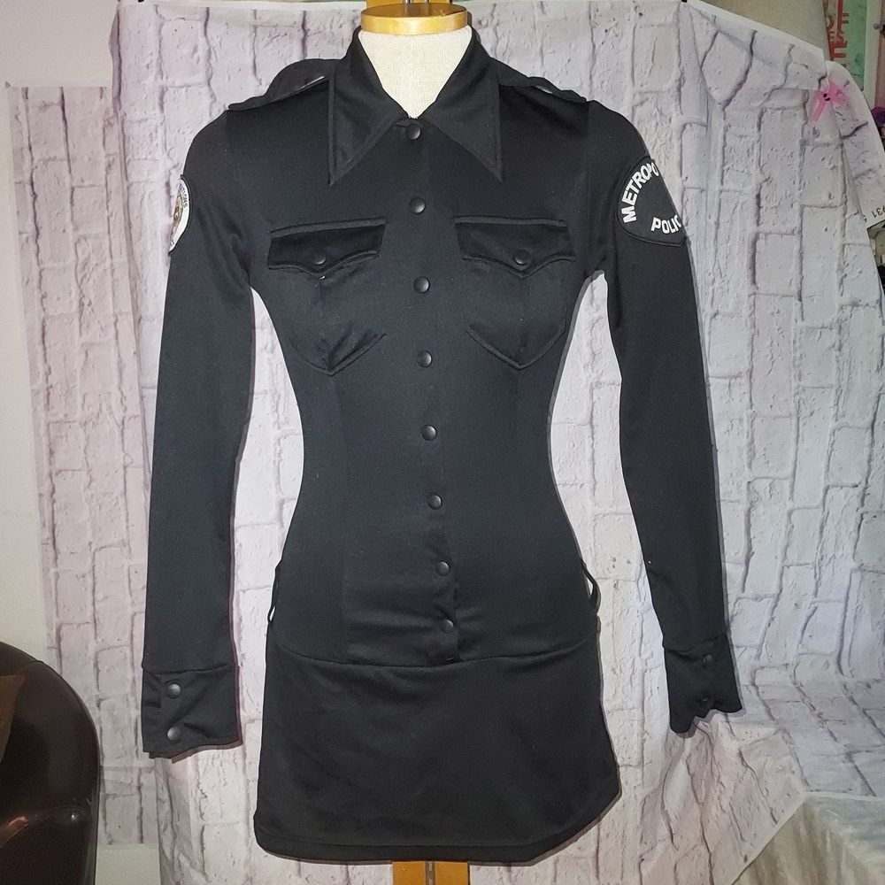 Police Black Uniform with Metropolitan Patch Halloween Costum